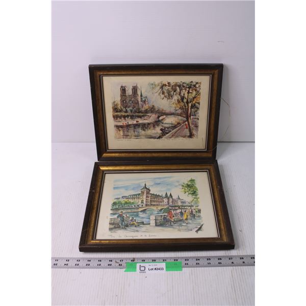 (2) Vintage Paintings of Paris