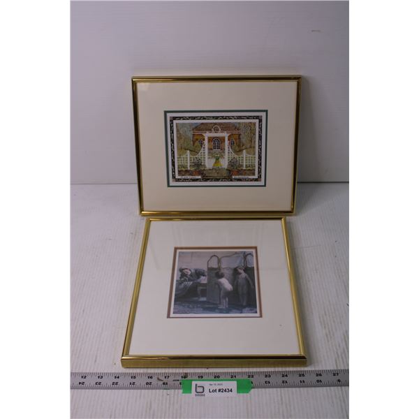 (2) Gold Picture Frames with Art