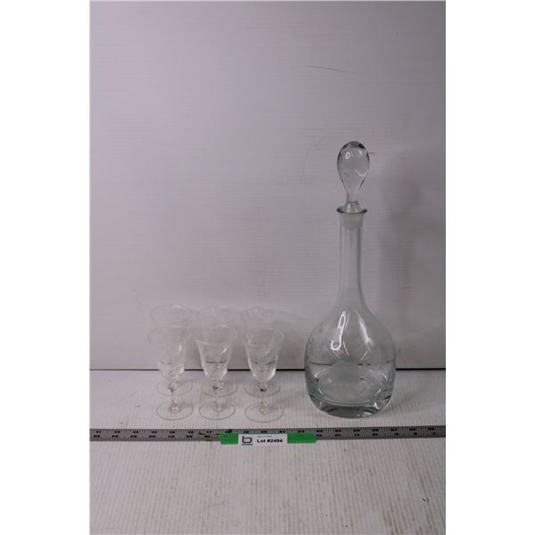 Glass Decanter and Glasses