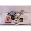 Image 1 : Kitchen Items-Pie pans/canister/plates Cufflinks Ribbon Box
