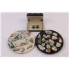 Image 5 : Kitchen Items-Pie pans/canister/plates Cufflinks Ribbon Box