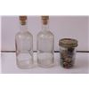 Image 2 : Various Items-Brush and shoe horn set/2 glass corked bottles/jar of buttons/bobby pins/wooden salt a