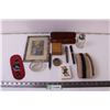 Image 1 : Assorted Items/picture/pens/salt shaker/wooden box/compass/queen of hearts soap/glasses case/change 