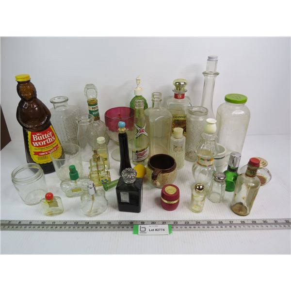 Assortment of Vintage Bottles - Perfume - Alcohol - Jars - Misc. Bottles