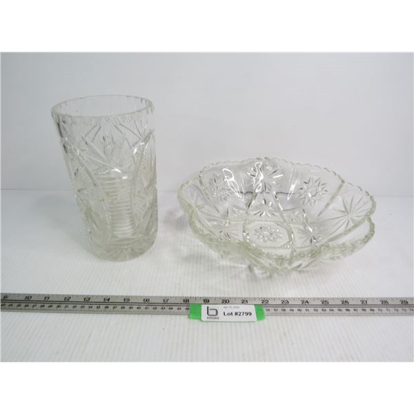 Sunflower Crystal Bowl - Pin Wheel Crystal Vase