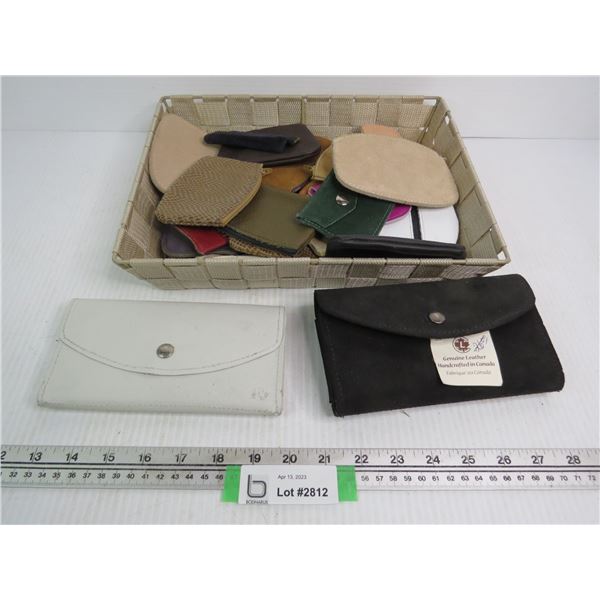 Leather Wallets - Assorted Leather Change Purses - Sm Tray Basket