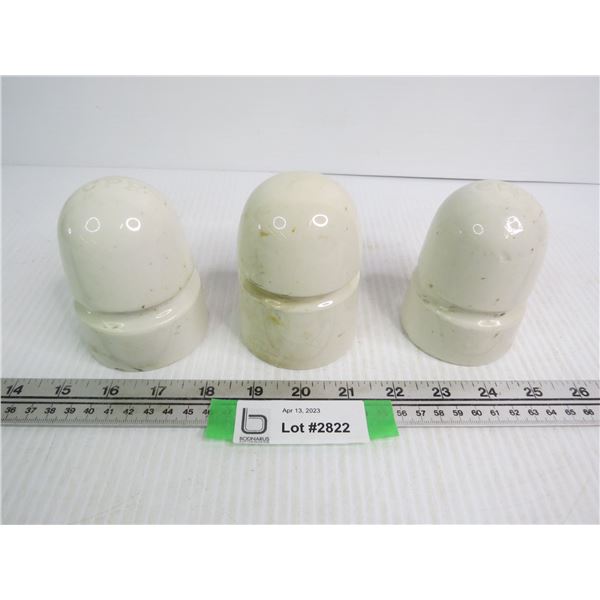 (3) Ceramic Insulators (2) marked C.P.R. (one is chipped)