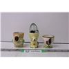 Image 1 : (3) Ceramic Egg Holders and Glass Egg