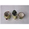 Image 3 : (3) Ceramic Egg Holders and Glass Egg