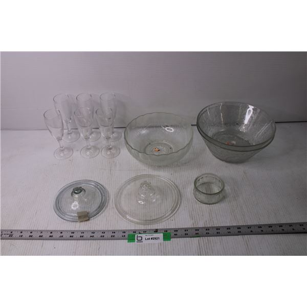 Assorted Glass Decorative Bowls and Crystal Glasses