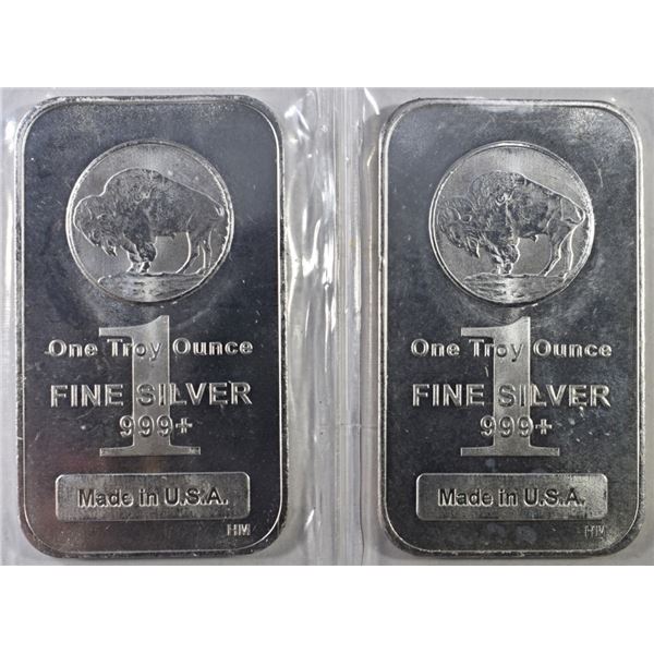 Two Silver (2) ONE OZ SILVER BARS