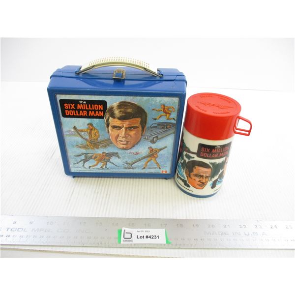 1974 Aladdin Six Million Dollar Man Lunch Box w/ Thermal Bottle