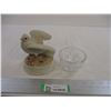 Image 1 : Gorham Dove Music Box (Not Working) + Crystal Bowl