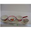 Image 1 : (4) Enamel Items (Cup, Bowls and Dipper)