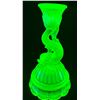 Image 3 : Northwood 1890's Vaseline/Uranium Opal "Diving Dolphin" Rare Candle Stick
