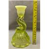 Image 6 : Northwood 1890's Vaseline/Uranium Opal "Diving Dolphin" Rare Candle Stick