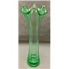 Image 2 : Depression Glass Uranium 8 1/2" Tall Ruffled Top Vase. Circa 1930's