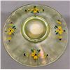 Image 5 : Northwood Uranium/Vaseline Glass "20 Panel Flower Enamelled" small dessert Plate. Circa 1920's