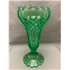 Image 2 : Depression Uranium Glass "Prisms & Diamonds" Stemmed/Footed Vase. RARE! Circa 1930's