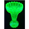 Image 3 : Depression Uranium Glass "Prisms & Diamonds" Stemmed/Footed Vase. RARE! Circa 1930's