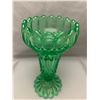 Image 4 : Depression Uranium Glass "Prisms & Diamonds" Stemmed/Footed Vase. RARE! Circa 1930's