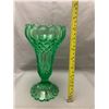 Image 5 : Depression Uranium Glass "Prisms & Diamonds" Stemmed/Footed Vase. RARE! Circa 1930's