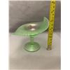 Image 4 : Fenton Uranium/Ice Green Stretch Glass "Rose Spray" Stemmed JIP Shaped Compote Circa 1920