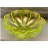 Image 5 : Fenton Uranium/Vaseline Ice Green Stretch Glass "Melon Rib" Footed Candy Dish Circa 1920