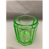 Image 2 : Depression Uranium Glass Hexagon Small Jar Circa 1930's