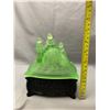 Image 5 : Martha Washington Uranium Glass Top Cov'd Dresser Jar / Art Deco - VERY RARE! Circa 1920's