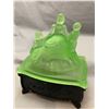 Image 8 : Martha Washington Uranium Glass Top Cov'd Dresser Jar / Art Deco - VERY RARE! Circa 1920's