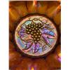 Image 2 : Imperial Dark Amber Carnival Glass "Heavy Grape" Master Berry Bowl. Rare Sized Bowl! Circa 1908