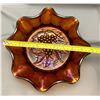Image 3 : Imperial Dark Amber Carnival Glass "Heavy Grape" Master Berry Bowl. Rare Sized Bowl! Circa 1908