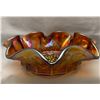Image 4 : Imperial Dark Amber Carnival Glass "Heavy Grape" Master Berry Bowl. Rare Sized Bowl! Circa 1908