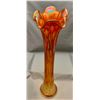 Image 2 : Fenton Marigold Carnival Glass "Spearhead & Rib" Mid-Sized Funeral Vase. 15 1/4" Tall! Circa 1907