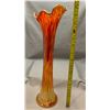 Image 3 : Fenton Marigold Carnival Glass "Spearhead & Rib" Mid-Sized Funeral Vase. 15 1/4" Tall! Circa 1907