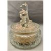 Image 5 : Art Deco 1930's Pressed Glass "Three Scotties" Powder Jar with original powder! RARE!
