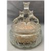 Image 6 : Art Deco 1930's Pressed Glass "Three Scotties" Powder Jar with original powder! RARE!