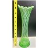 Image 2 : Jefferson Glass Green Opal "Diamond & Oval Thumbprint" Vase 11" Tall / Circa 1900