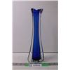 Image 1 : Mid Century Modern Blue Glass Art Vase - By Lene