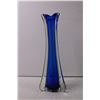 Image 3 : Mid Century Modern Blue Glass Art Vase - By Lene
