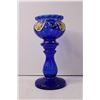 Image 2 : Bohemian Blue Glass Vase w/ Gold Overlay