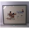 Image 1 : *Framed Indigenous Art, "Got to Go Fast, 44/50," by M. Okheena/H. Klengeneberg 1989 - Outside Measur