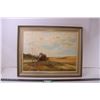 Image 1 : *Framed Hans Harold Oil Painting(clouds over the Prairie)signed on back-outside measurements-28.5x22