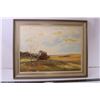 Image 3 : *Framed Hans Harold Oil Painting(clouds over the Prairie)signed on back-outside measurements-28.5x22
