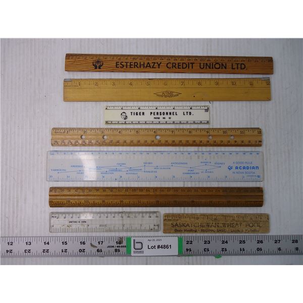 (8) Rulers- Some with Advertising - Bodnarus Auctioneering