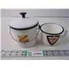 Image 1 : Vintage Enamelware 1 Quart Pot and Coffee Mug- Mint Condition!