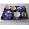 Image 1 : Japanese Blueware- Cups and Saucers, Dessert Bowls-24 pieces in total