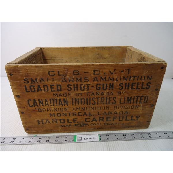 Canadian Industries Ltd.  Dominion  Ammunitions Division Ammo Box. 15  long -9  high