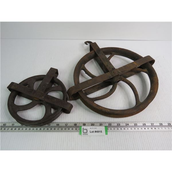 (2) Steel Pulley Wheels (7" - 11")